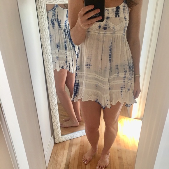 Blue and white beach dress. Baby doll - Picture 3 of 8